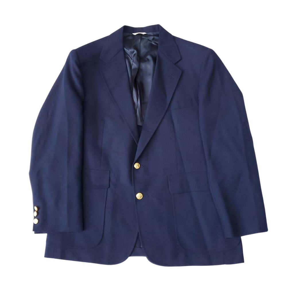 Vintage Oakmont Navy Blue Gold Button Blazer Jacket Sport Coat Half Lined 44S